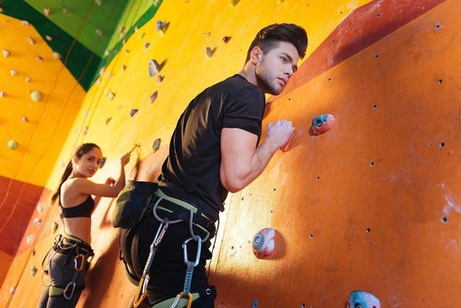 Climbing wall in the Hyperion active recreation center. Relax at a discount