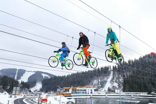 Bukovel hills Roller Bonfire Bike Zip in Bukovel. try extreme entertainment for the promotion.