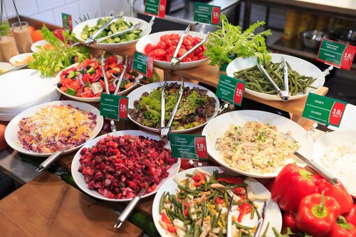 Discount on salads at the open fast food restaurant in lviv