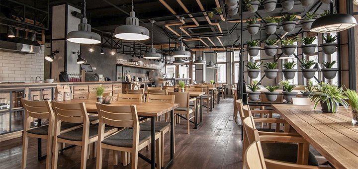 The interior of the restaurant "Fabbrica". Book a table at a discount